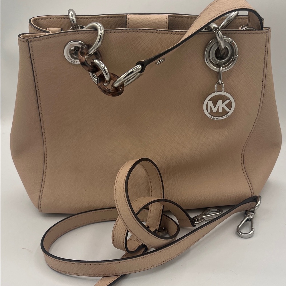 Michael Kors Beige Shoulder Bag with Chain Detail